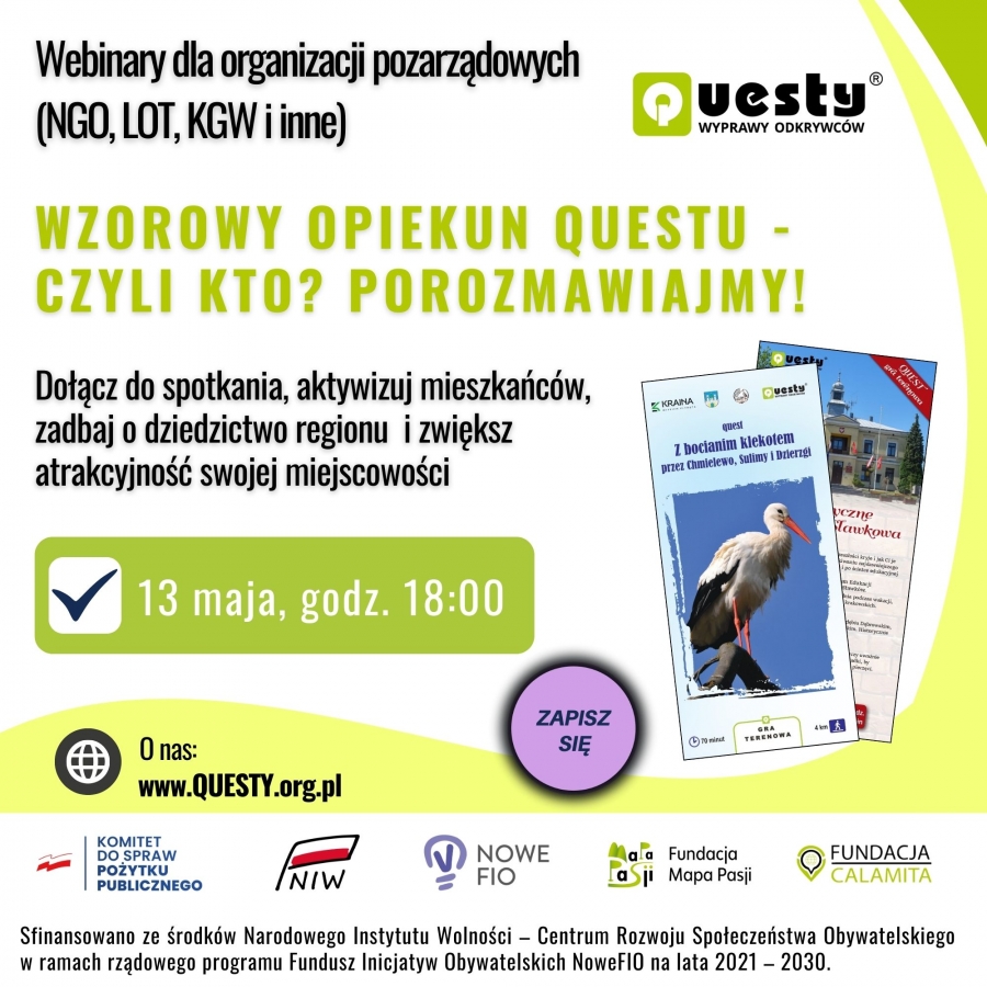 Wzorowy opiekun questu - czyli kto? Porozmawiajmy! – Webinar dla NGO