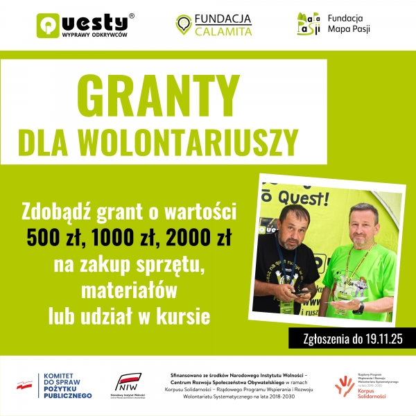Granty dla wolontariuszy questowych
