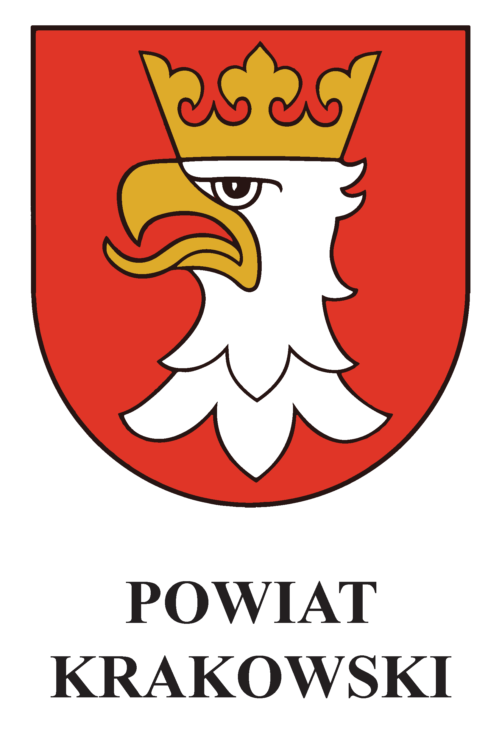 Herb Powiatu Krakowskiego z podpisem
